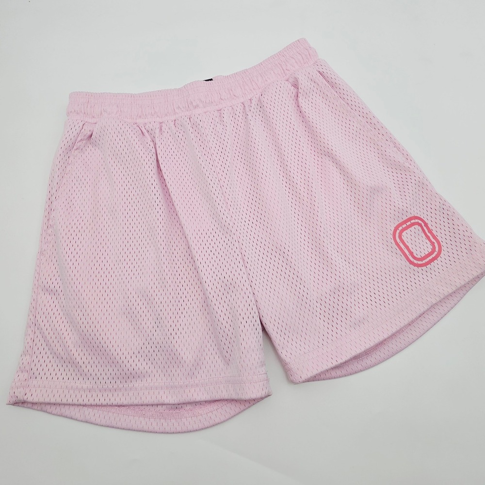 Overtime Mens Small Pink Mesh Athletic Gym Shorts Elastic Waist Pockets 5"
